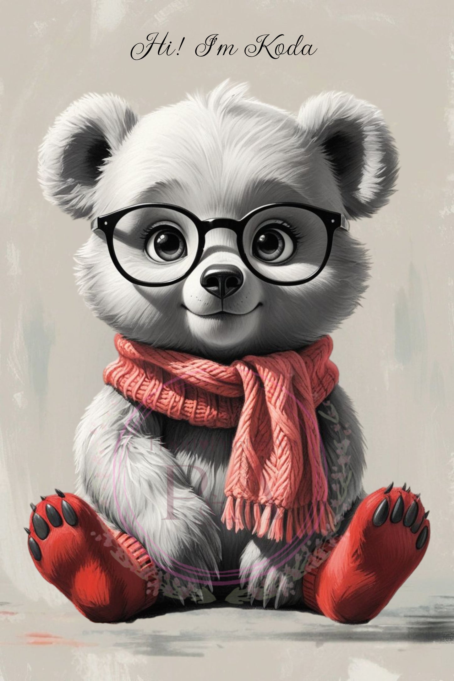 "High-resolution baby bear digital art for kids' rooms or gifts."