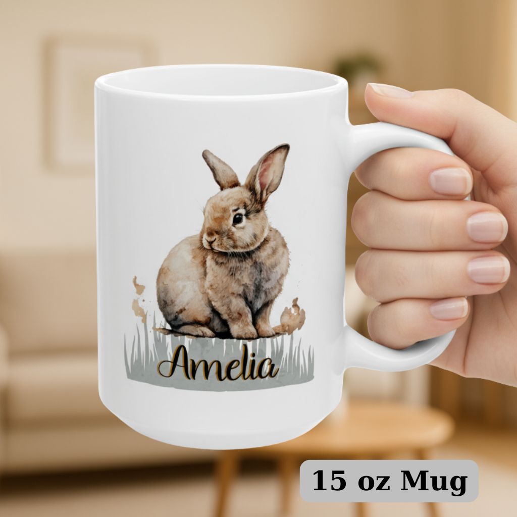 Large personalized gift mug 15oz featuring custom animal and recipient’s name