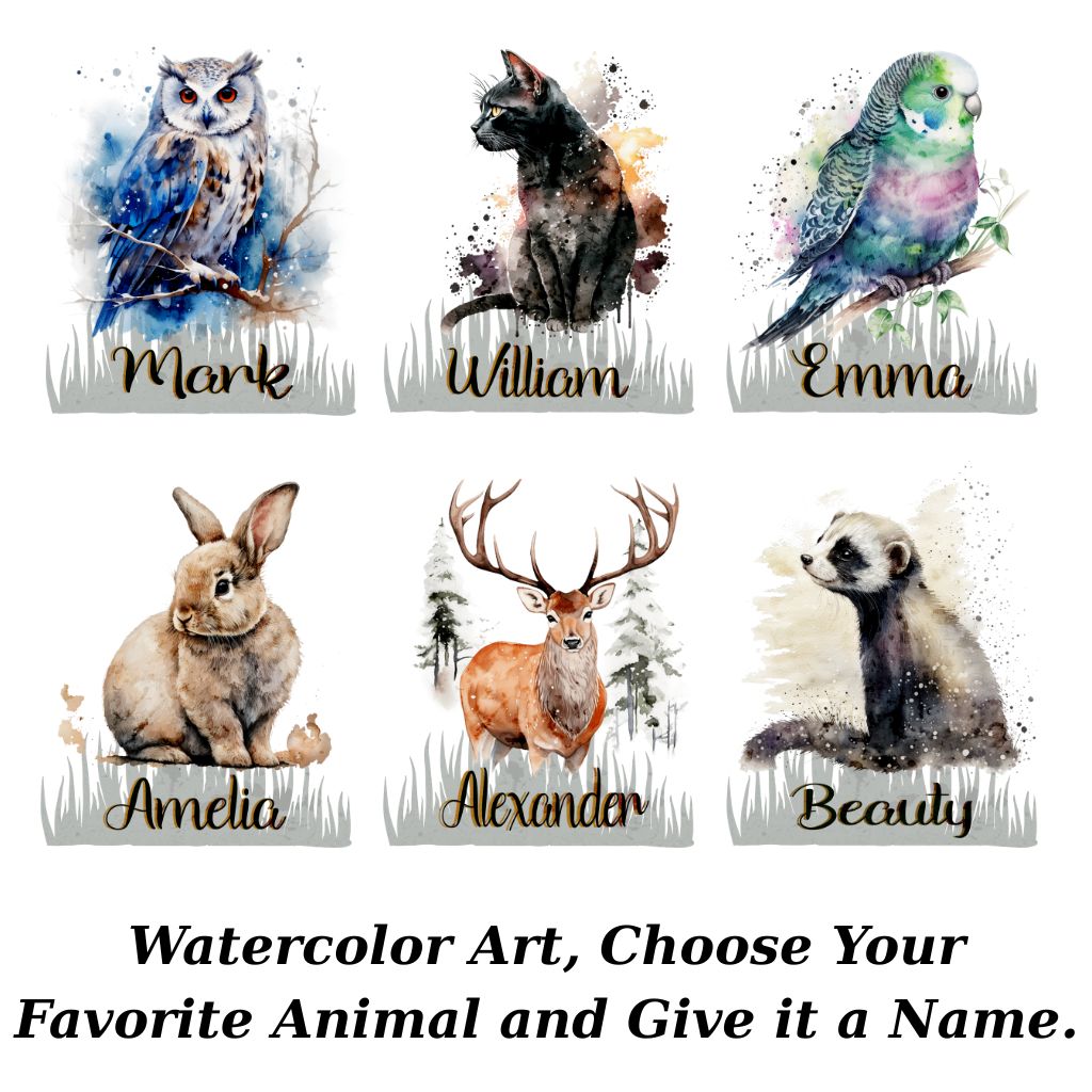 Double-Sided Personalized Watercolor Animal Mug with Name - Unique gifts for animal lovers