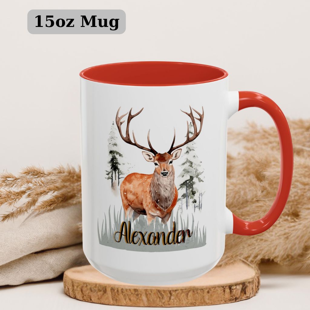 Custom 15oz mug with animal artwork and personalized name