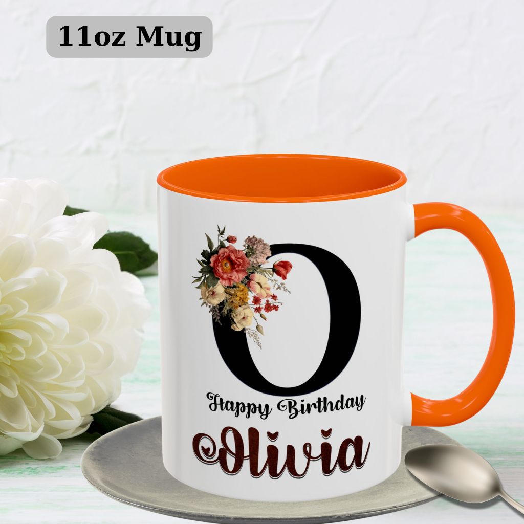 Floral custom name mug, 11oz coffee cup perfect for special occasions