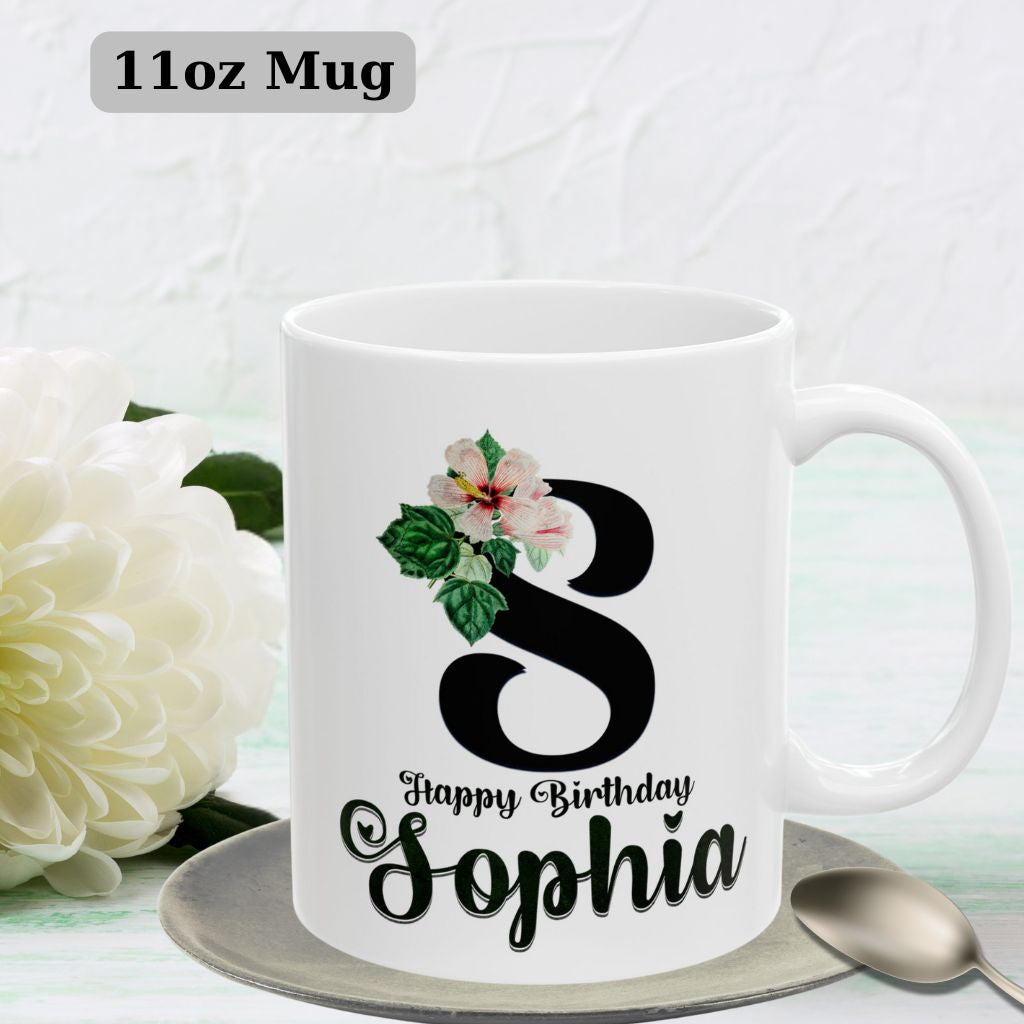 Double-Sided 30th Birthday Mug – Flirty & Thriving Floral Coffee Mug Gift for Women – Personalized Birthday Present