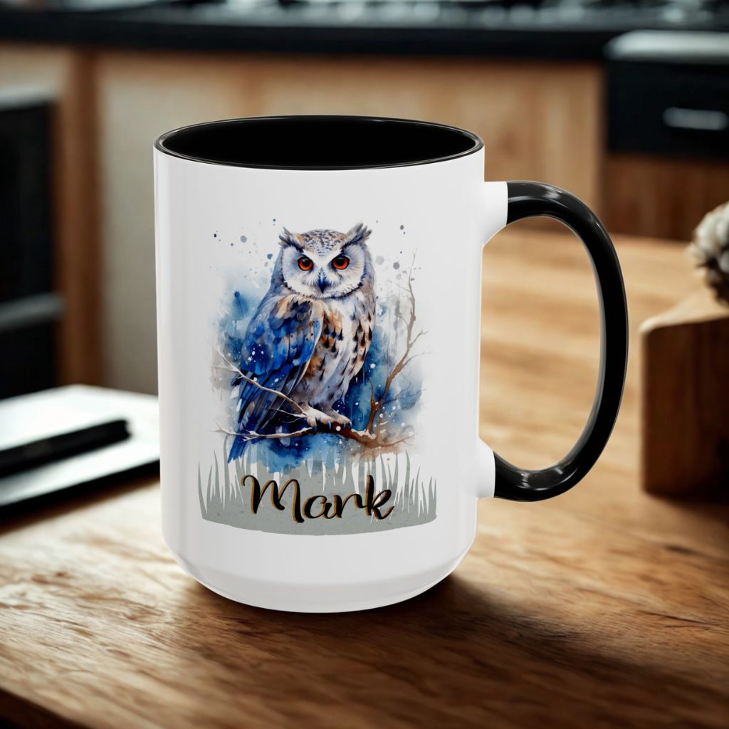 Custom 15oz mug with animal artwork and personalized name