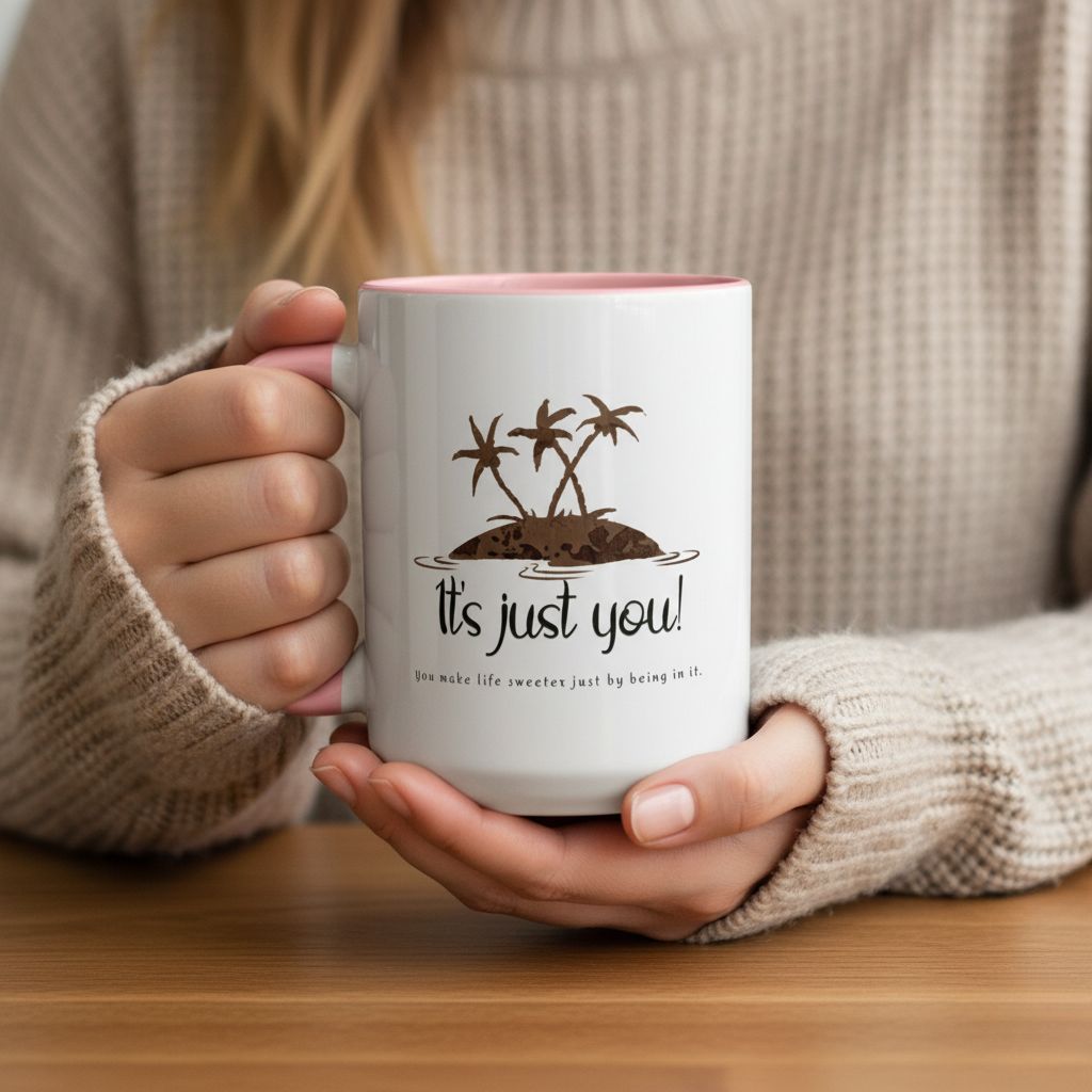 Lifestyle photo of woman enjoying coffee with custom printed mug
