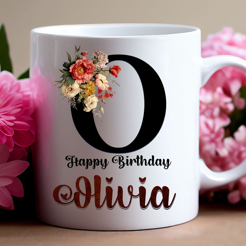 Personalized birthday gift mug with custom name, 11oz ceramic cup
