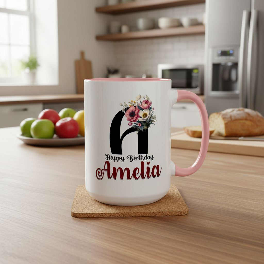 Double-Sided 30th Birthday Mug – Flirty & Thriving Floral Coffee Mug Gift for Women – Personalized Birthday Present