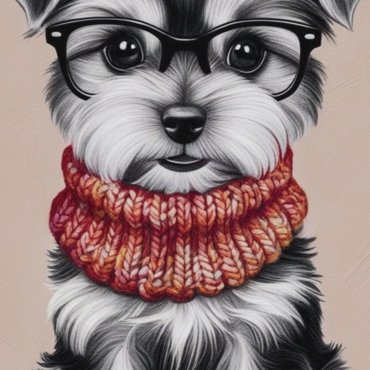 Close-up video of a baby Yorkshire Terrier illustration for a children's wall decor.