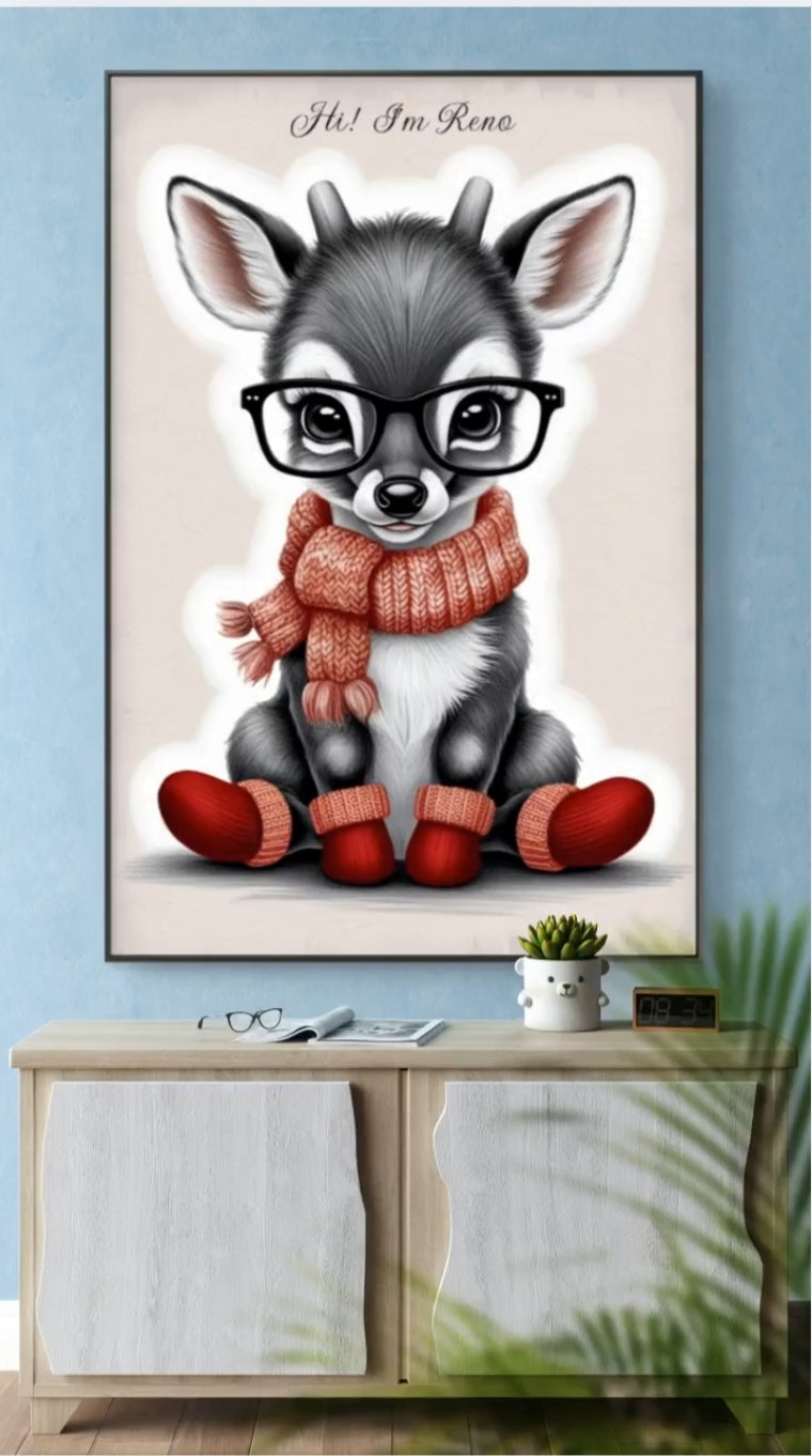 Wall decoration with a digital print of a fawn.