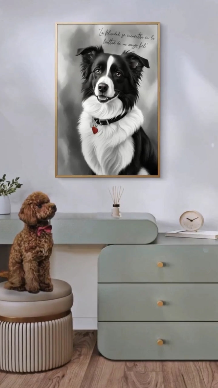 Portrait of a border collie dog, perfect for animal lovers and home decor as printable digital wall art.